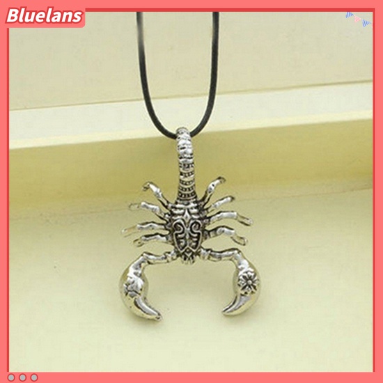 Bluelans Kalung Tali Kulit Imitasi Liontin Kalajengking Scorpion Gaya Vintage Punk Untuk Pria