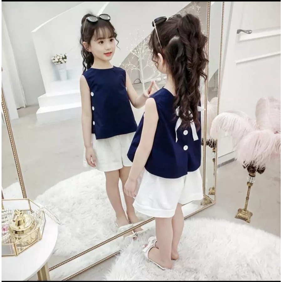 Baju Stelan Celana Pendek Anak Perempuan Tanggung Usia Umur 4 5 6 7 8 Murah Trend Kekinian Terbaru 2