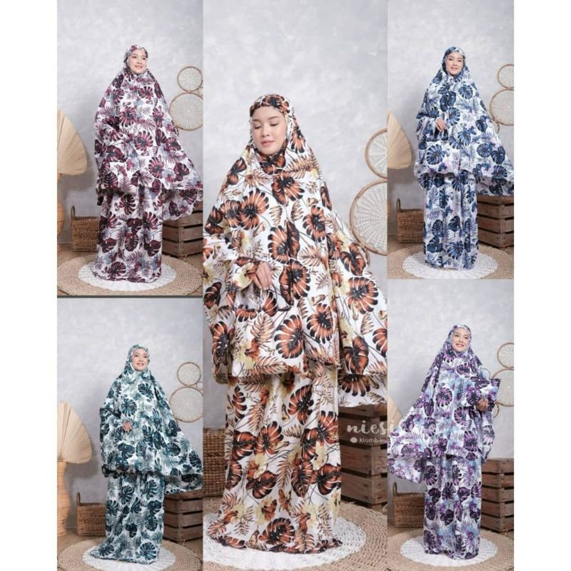 Termurah MUKENA DEWASA  BALI RAYYON PREMIUM MOTIF| JANDA BOLONG MONSTERA  |  CENDANA
