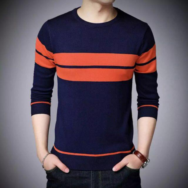 LULUSTORE.CO.ID - SWEATER RAJUT PRIA STRIP 2 ROND PREMIUM 12 GT-Navy Blue