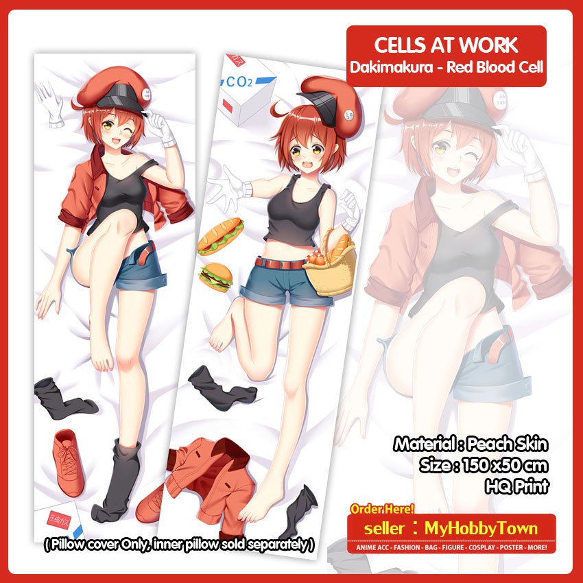 Sarung Bantal Anime Dakimakura Cells At Work Hataraku - Red Blood Cell