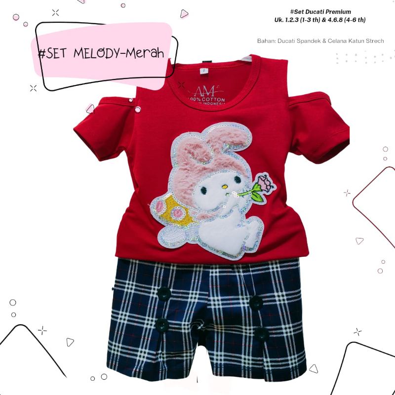 Setelan 3D anak perempuan &quot;Melodi Burberry&quot; Size 1-5th bahan Ducati Katun Spandek Premium