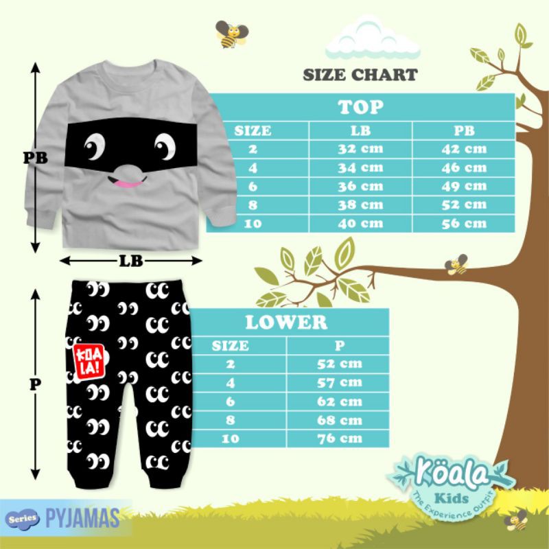 Baju Setelan Lengan Panjang Anak Laki-Laki dan Perempuan Brand Koala usia 1 tahun - 10 tahun