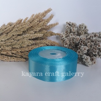 Pita satin TURKIS termurah 2,5 cm per rol