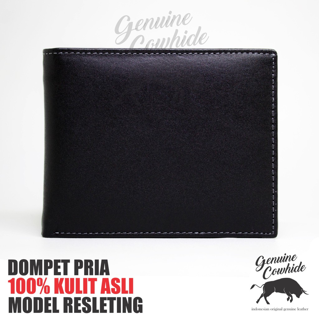 DOMPET KULIT SAPI ASLI RESLETING - BERGARANSI 6 BULAN - GENUINE COWHIDE