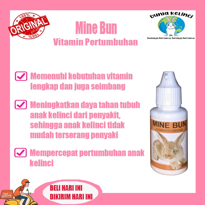 VITAMIN PERTUMBUHAN ANAK KELINCI MINEBUN 30 ML