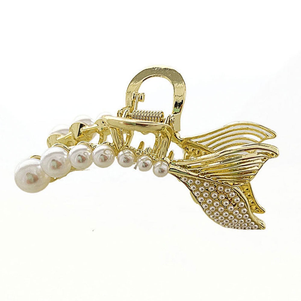 aaoottuuoo5.id Cod   Women Elegant Retro Fishtail Design Pearl Hairpin Hair Clip Clamp Large Shark Clip Accessories