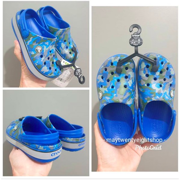 Sepatu Sendal Crocs Clog Army Biru Anak Laki Original / Sepatu Sendal Anak Laki Crocs Ori / Sendal