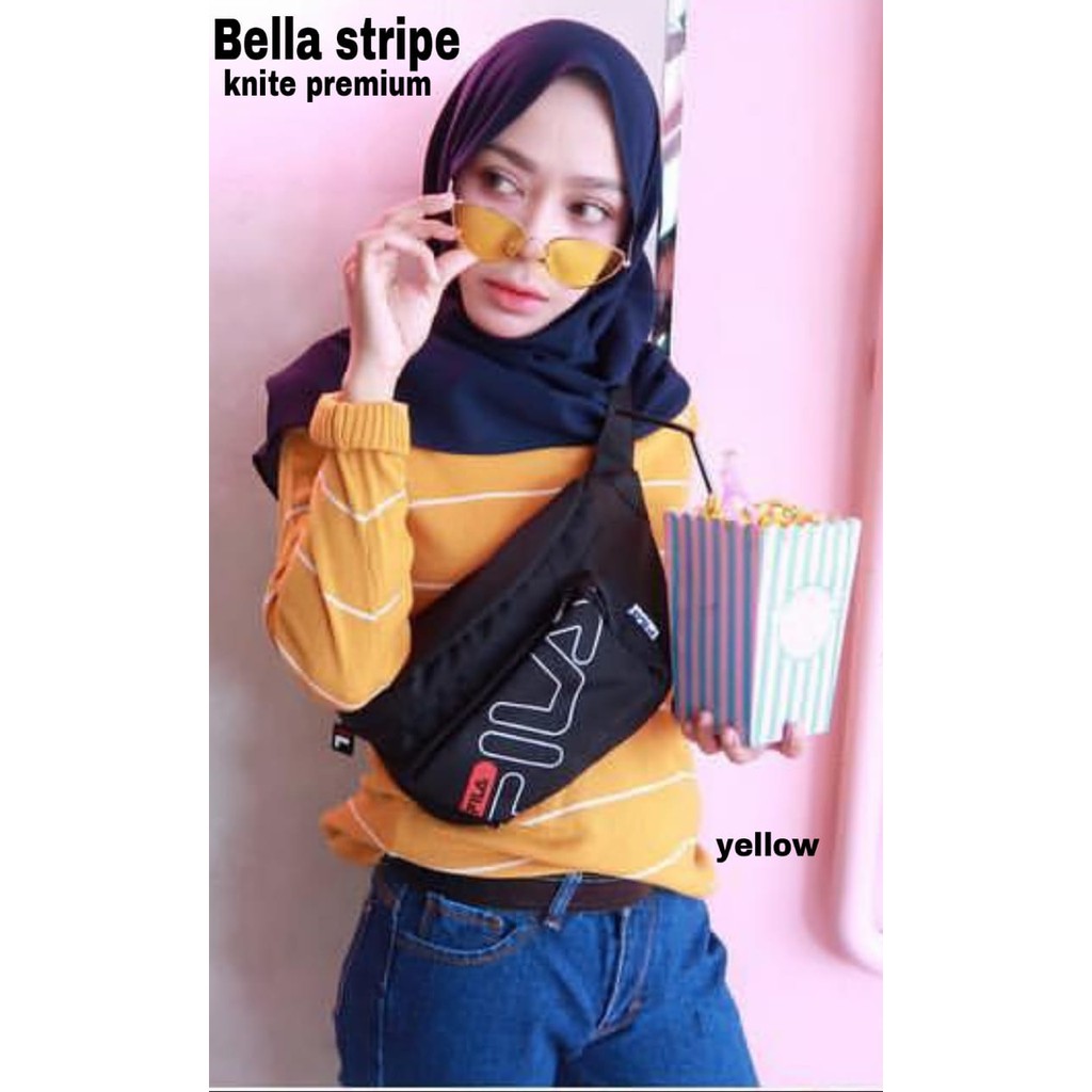 [Bella stripe RO] sweater wanita rajut Varian warna