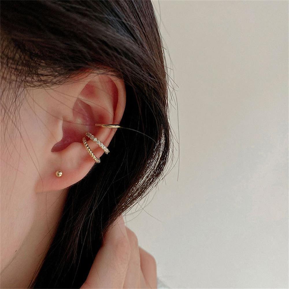 Lily 3Pcs/Set CZ Cuff Anting Wanita Pria Pesta Dainty Tanpa Tindik Ear Cuff