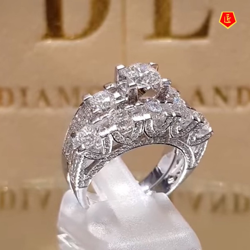 [Ready Stock]Luxury Creative Full Diamond Ring Set