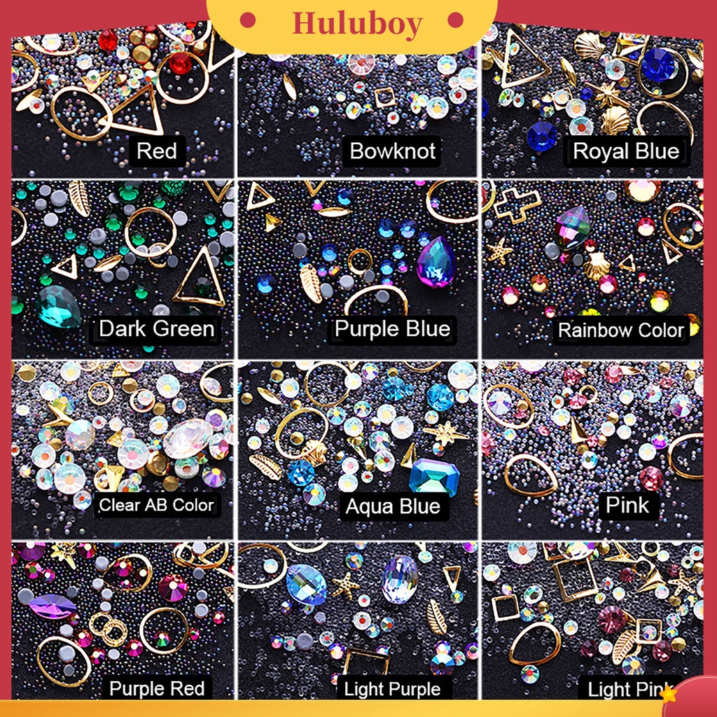 Huluboy Huluboy♡ Patch Sequin Glitter Berlian Imitasi Hollow Campur Untuk Dekorasi Manicurenail Art DIY