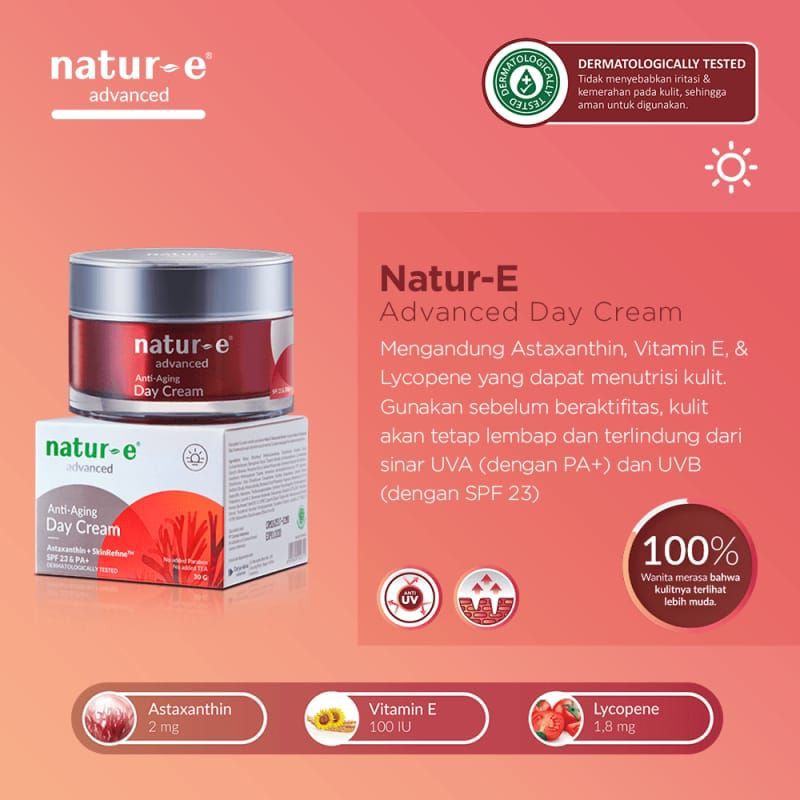 Natur E Cream Advanced Anti Aging Night Cream &amp; Day Cream  Isi 30gr Original 100%