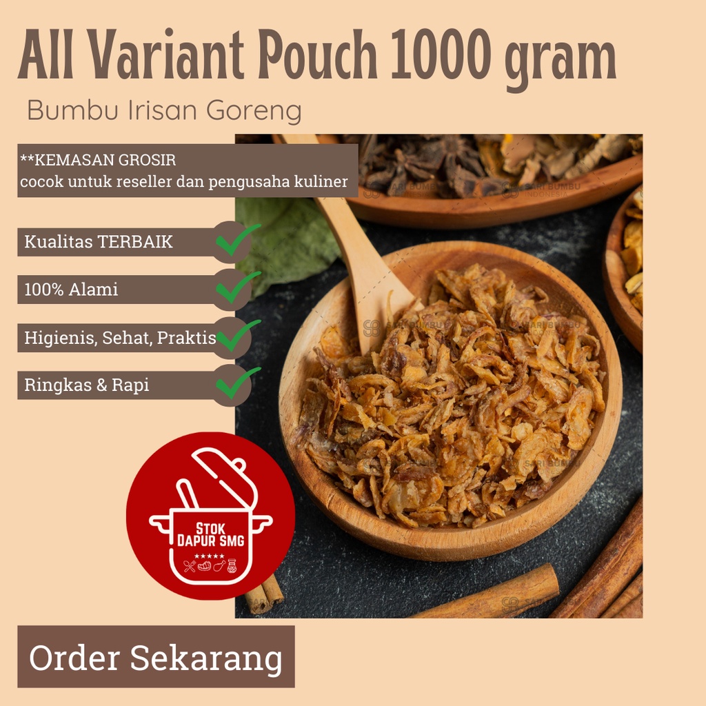 

Pasar Bumbu Dapur Bawang Merah Brambang Bawang Putih Goreng Kemasan Grosir 1kg