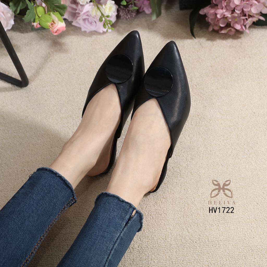 HELIVA VEGA Flat Shoes Mules Sepatu Lancip Bahan Kulit HV1722 Original Brand