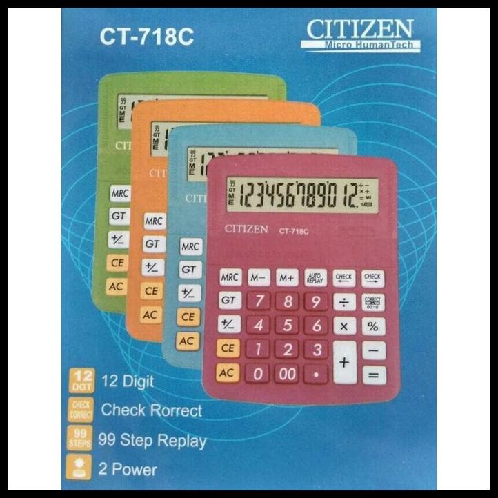 

Kalkulator Citizen Ct 718 C Warna Warni Biru Pink Hijau Oranye Orens C