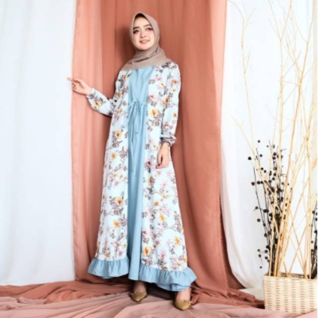 Gamis aulia maxi biru / gamismuslimah  / promo / bajusopan / bajutrend