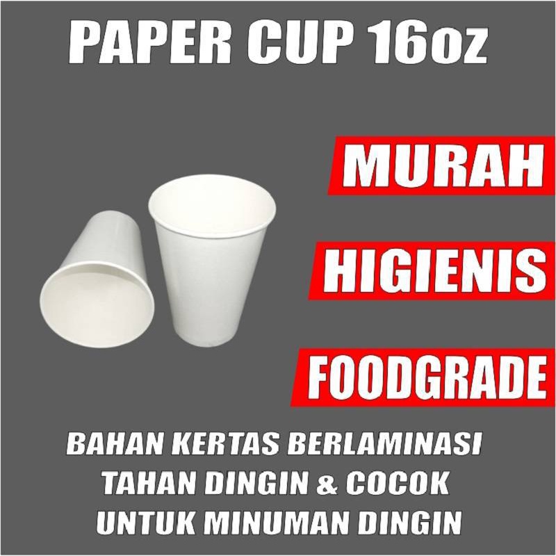 Paper Cup 16oz Pack 25pcs Gelas Kertas Kopi 480ml Coffee 16 Oz Murah Surabaya