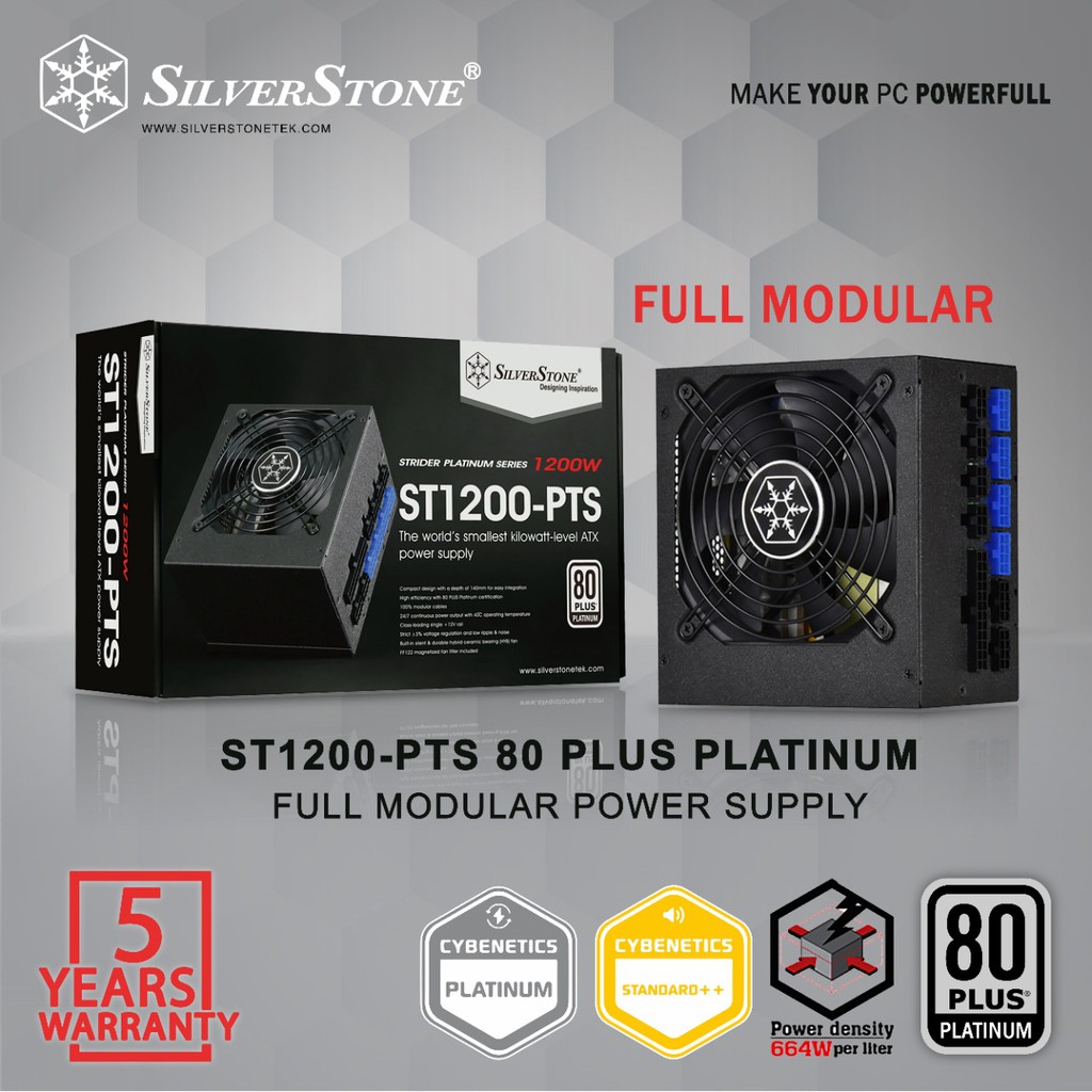 SILVERSTONE ST1200-PTS 1200W 80+ PLATINUM FULL MODULAR PSU STRIDER