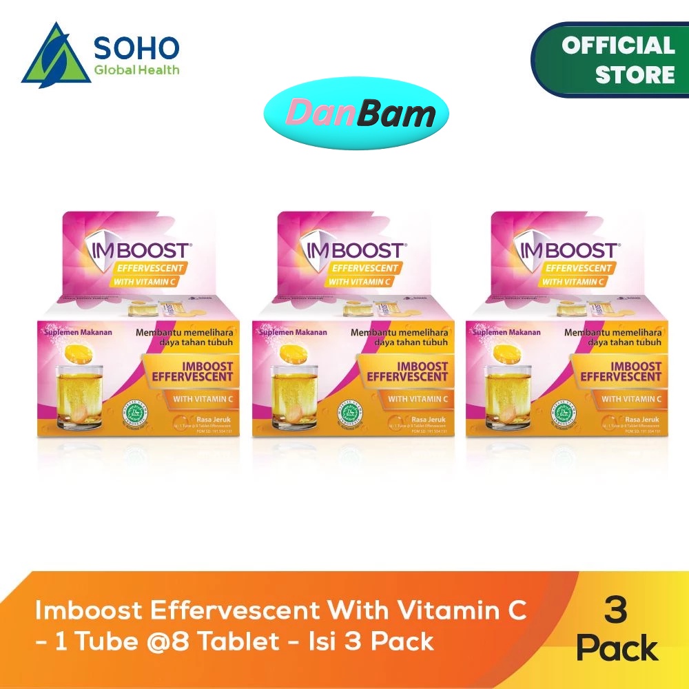 Imboost Effervescent With Vitamin C - 1 Tube @8 Tablet - Isi 3 Pack