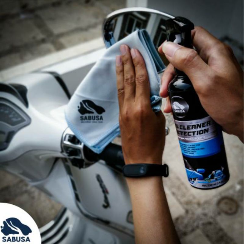 SABUSA glass cleaner protection pembersih pengkilap kaca mobil spion motor visor helm efek dauntalas