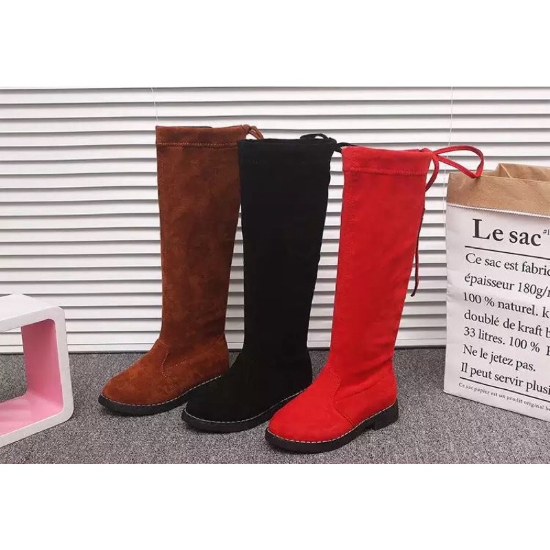 Winter Knee Boots Anak bahan Suede  Boots selutut anak musim dingin