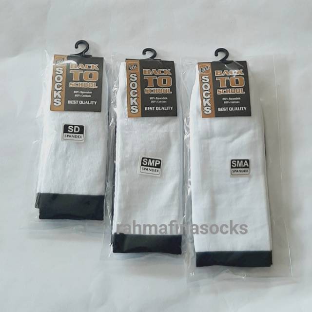 Kaos Kaki Sekolah Panjang Putih Hitam SD SMP SMA Pria wanita harga satuan