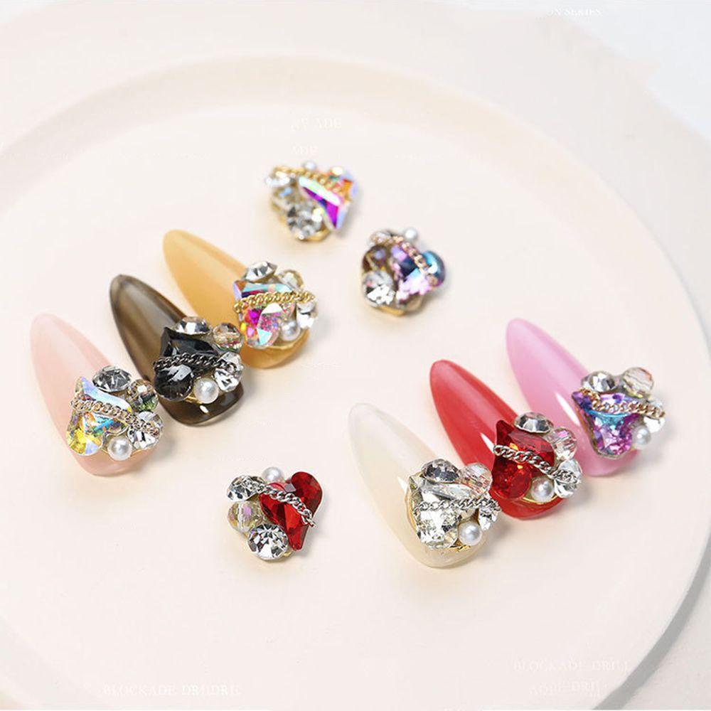 AUGUSTINA Agustina Jantung Kuku Pesona Cinta Hati Shiny Membuat Perhiasan Susun Ornamen Kerajinan DIY Kristal 3D Berlian Imitasi