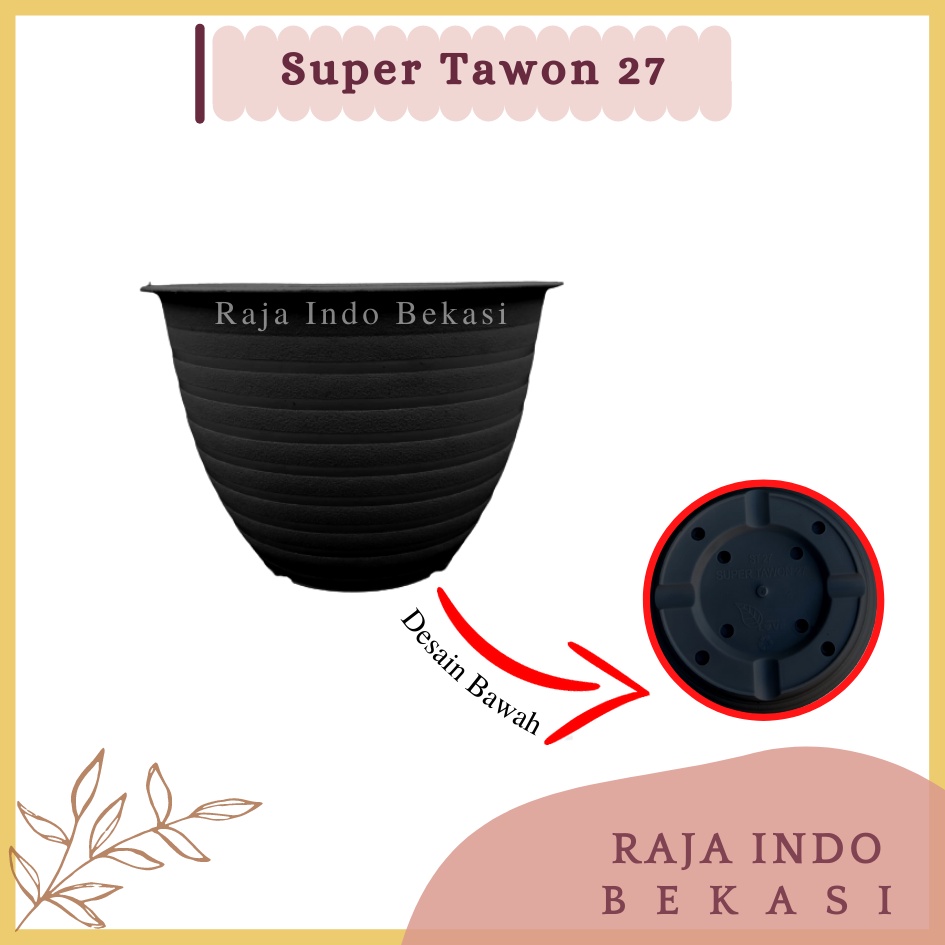 SEKARGANES Pot Super Tawon 27 Cm Hitam By Garden Of Love Pot 27CM Pot Tawon Madu Jet Gusi 30 32CM