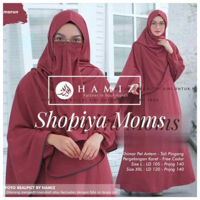 SHOFIYA MOMS SYARI gamis Dewasa set  khimar  besar dan set cadar premium wolfis TERBARU 2021