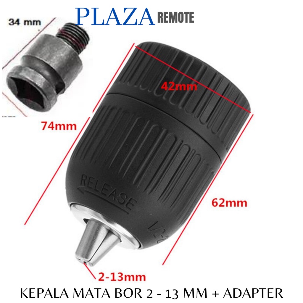 KEPALA BOR DRILL CHUCK 20 UMF 2 - 13 MM + ADAPTER KEPALA SOCKET HEX