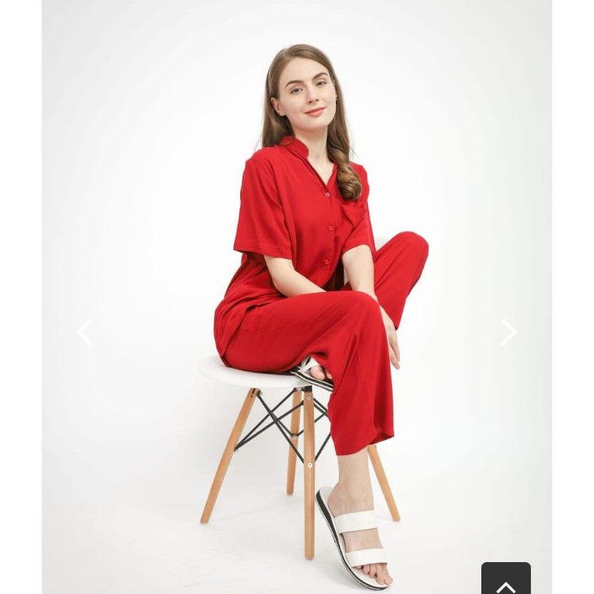 Setelan Baju Tye Die Pajamas Polos One Set Lengan Pendek Bahan Rayon Premium