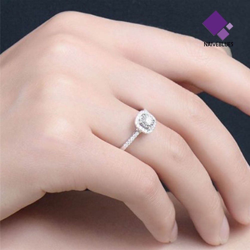 Naiveblue Cincin Wanita Hias Cubic Zirconia Untuk Pernikahan / Tunangan / Hadiah