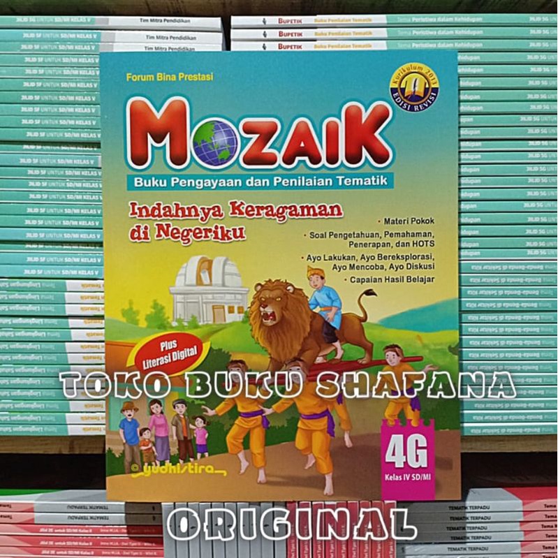 Paket 4 Buku Mozaik 4F 4G 4H 4I Yudhistira Kelas 4 SD K13 Revisi - Pengayaan &amp; Penilaian Tematik