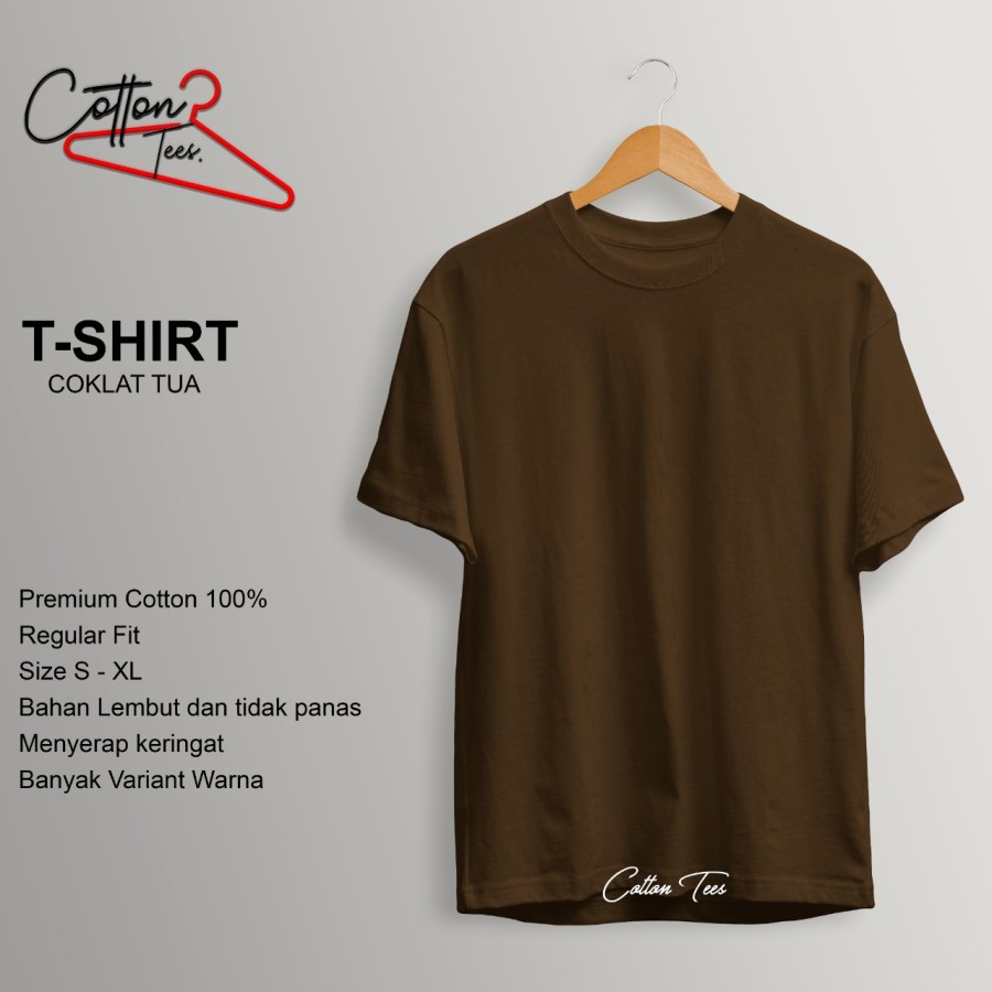 Kaos Polos Baju Pria Kaos Pria Premium Reguler Fit Unisex Lengan Pendek Coklat Tua Cotton Tees Shopee Indonesia