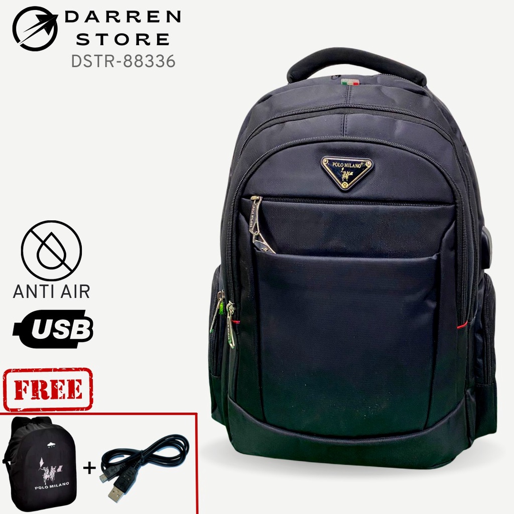 HOT PROMO TAS RANSEL SEKOLAH / KULIAH / KERJA POLO MILANO 88336 TAS TERBARU USB ANTI AIR