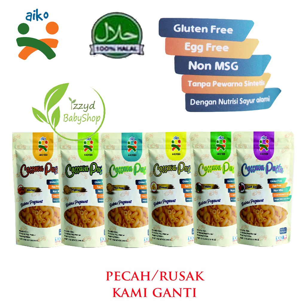 Aiko cassava pasta gluten free, egg free, non msg, non pengawet bisa untuk bayi dan anak 100gr