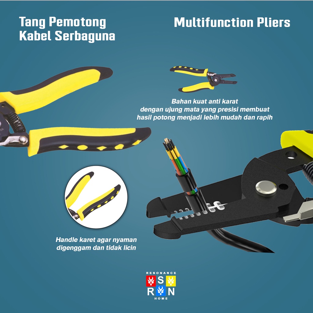 Tang Potong Kabel Alat Kupas Kabel Listrik Wire Cutter Pliers Resonance Home