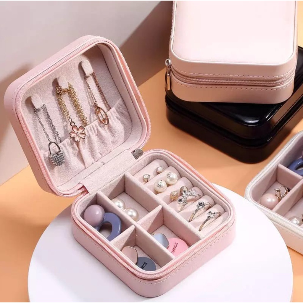 Kotak Perhiasan MINI 011 Portabel Tempat Penyimpanan Kalung Cincin Aksesoris Travel Jewelry Organizer  Box Korea Fashion