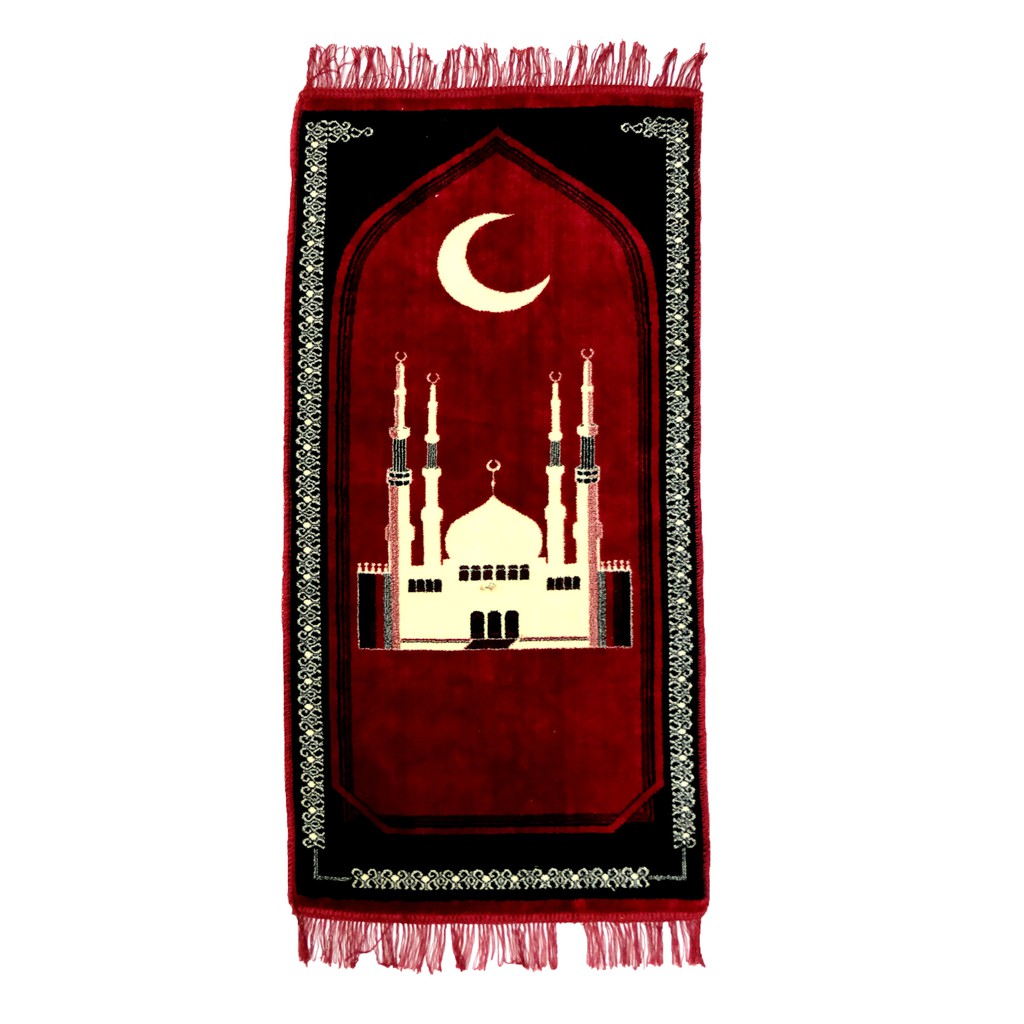 Sajadah Bulu Halus Aladin Oleh Oleh Umroh 100x50cm Motif Bulan Sabit M18