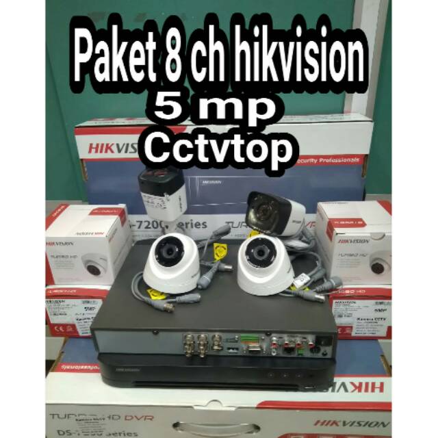 Paket cctv hikvision 8 chanel 5megapixel 2560p +hdd 2 TB komplit tinggal pasang