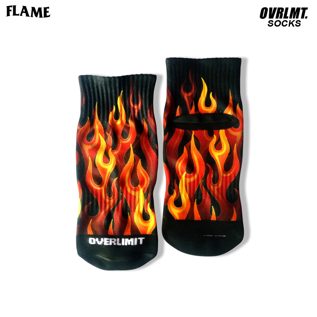 OVERLIMIT flame - Kaos Kaki Pendek Pria Wanita Tebal Motif Distro Kaoskaki Premium Print Sock Uniseks Kaus kaki Printing Unisex Koskaki Print Cewek Kauskaki Cowok Ukuran Mata Kaki Terbaru Kasut Kantor Sekolah Formal Model Oldschol Oldschool Oldskol