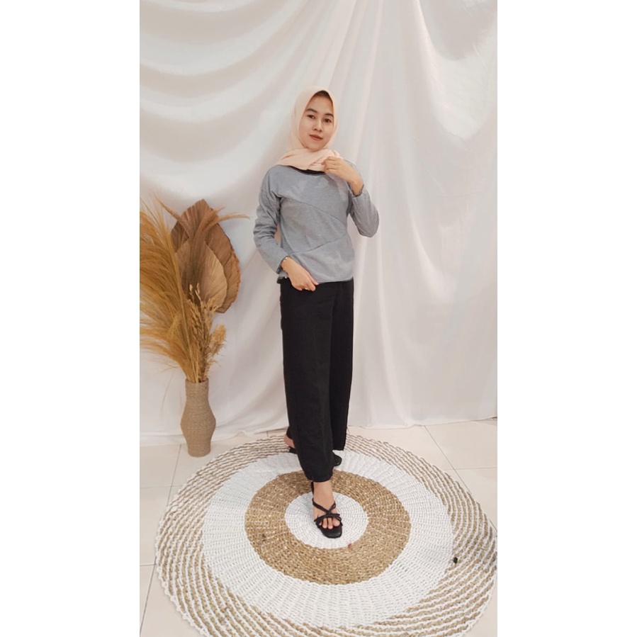 FO - Zigzag Top RIB - Blouse Wanita Muslim /T-Shirt Longsleeve Wanita