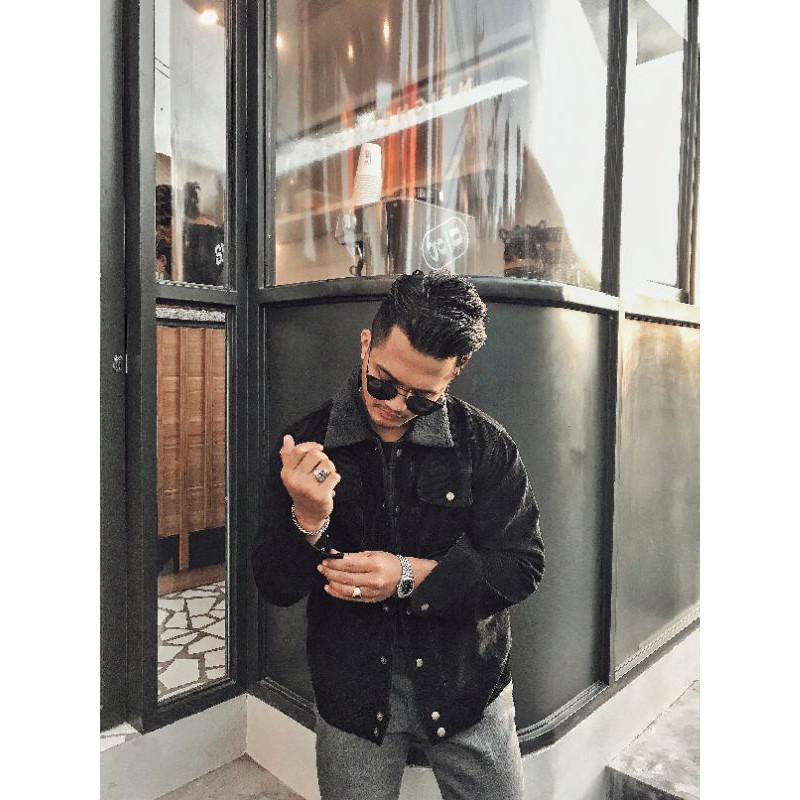 OOTDSUPPLY Corduroy Sherpa Jacket Black | Jaket Corduroi | Outerwear-3