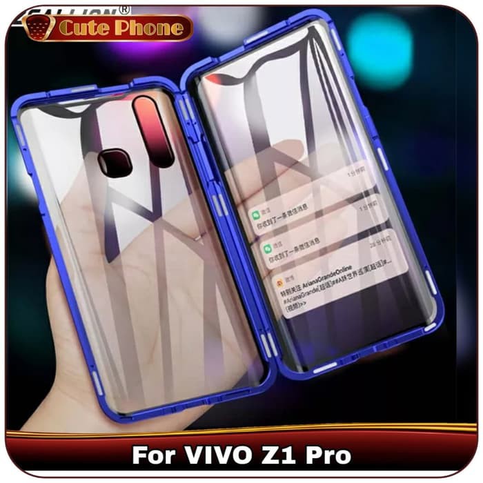 Casing VIVO Z1 Pro Hard Case Magnetic Metal Flip Full Tempered Glass