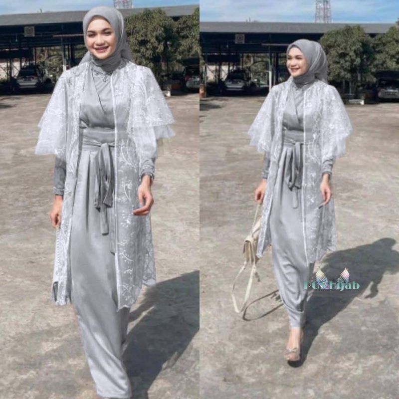 Violin Set Brokat Azalea Lucia Maxy Rayya Gamis Outer Setelan Kondangan Tile Kebaya Kimono Jumbo XXL Ld 120CM Lebaran Terbaru Dress Muslim 2 In 1 Bridesmaid