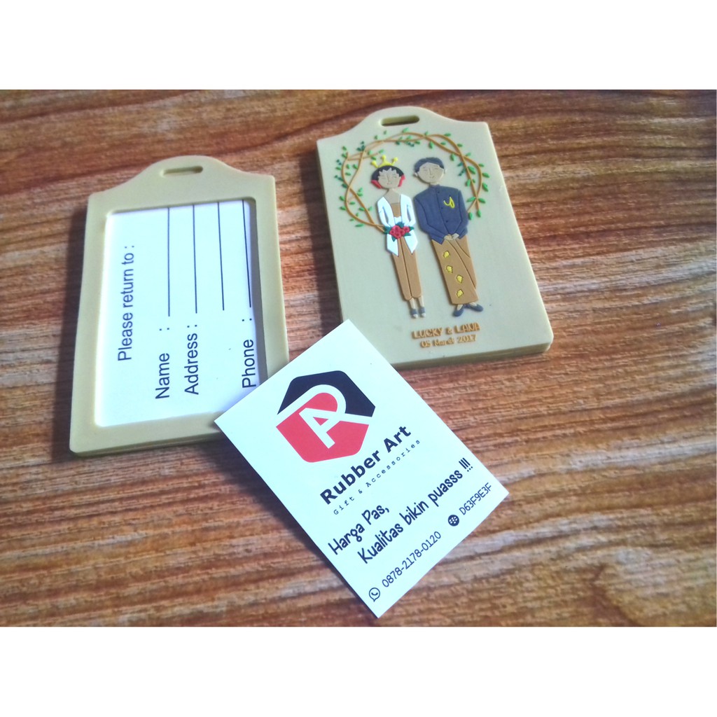 

Bag Tag rubber souvenir pernikahan costum