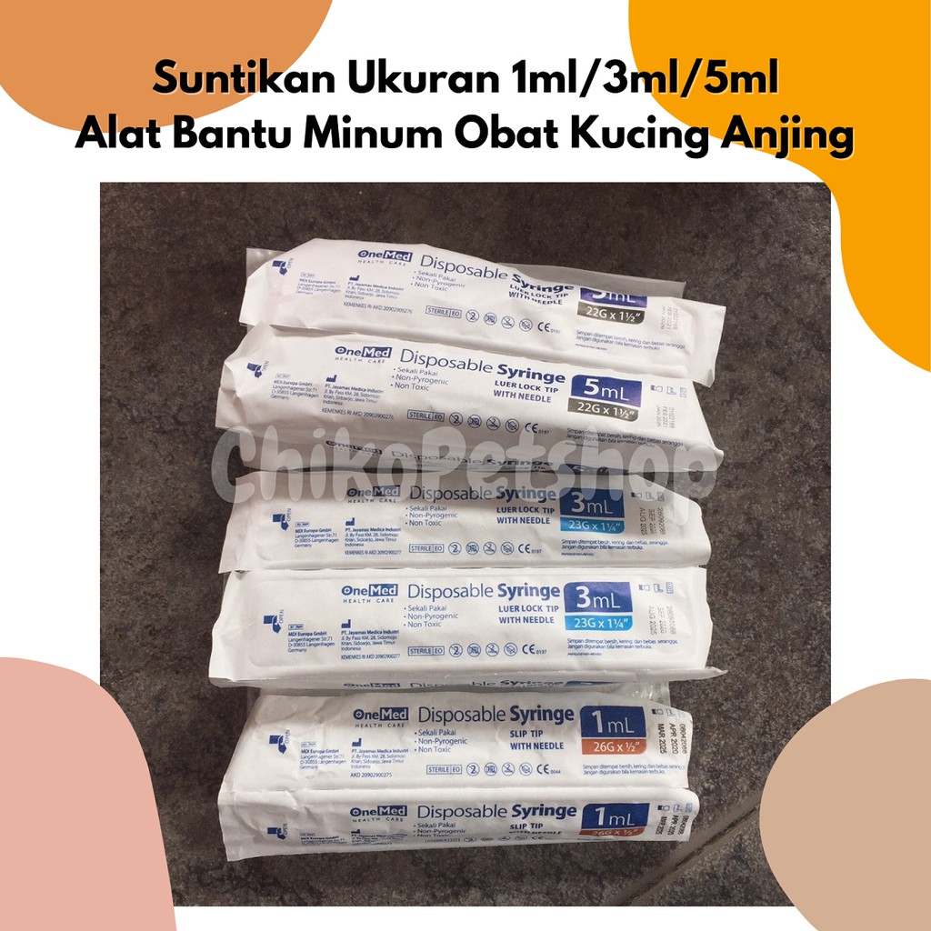 Suntikan ukuran 1ml/ 3ml/ 5ml - Alat bantu minum obat kucing dan anjing