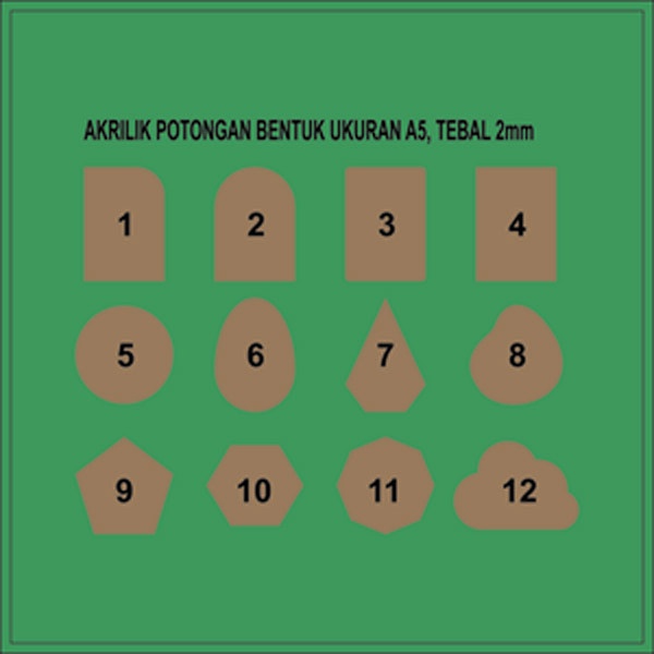 

POTONGAN BENTUK AKRILIK (NON MEREK) UKURAN A5