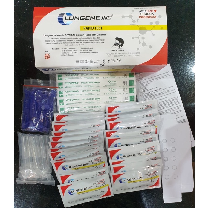 Rapid Tes Antigen Lungene Merah Indonesia 25pcs ( Metode Colok Hidung )